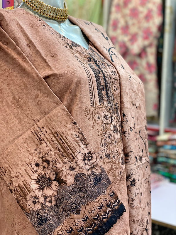 Bin Saeed 3Pc Stitched Khaddar Printed Suit – BSK-023
