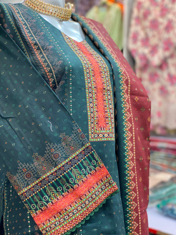 Bin Saeed 3Pc Stitched Khaddar Printed Suit – BSK-021