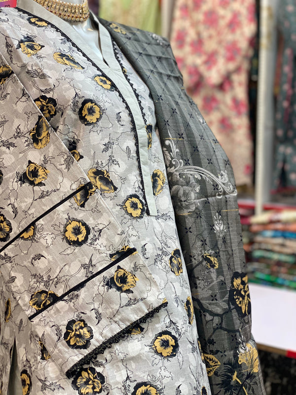 Bin Saeed 3Pc Stitched Khaddar Printed Suit with sequence Dupatta – BSK-017