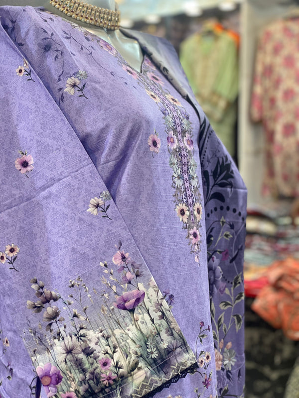 Bin Saeed 3Pc Stitched Khaddar Printed Suit – BSK-010