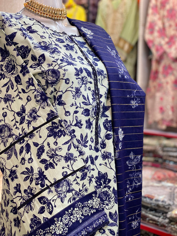 Bin Saeed 3Pc Stitched Khaddar Printed Suit – BSK-025