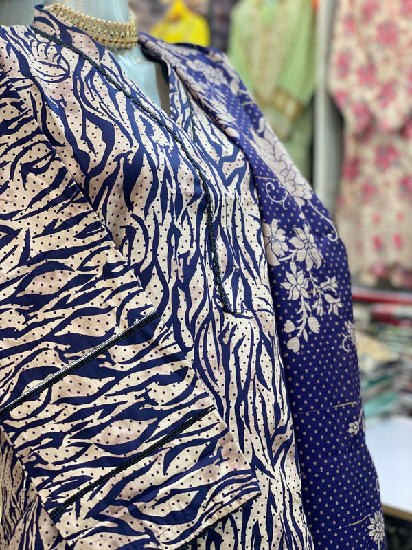 Bin Saeed 3Pc Stitched Khaddar Printed Suit with sequence Dupatta – BSK-018