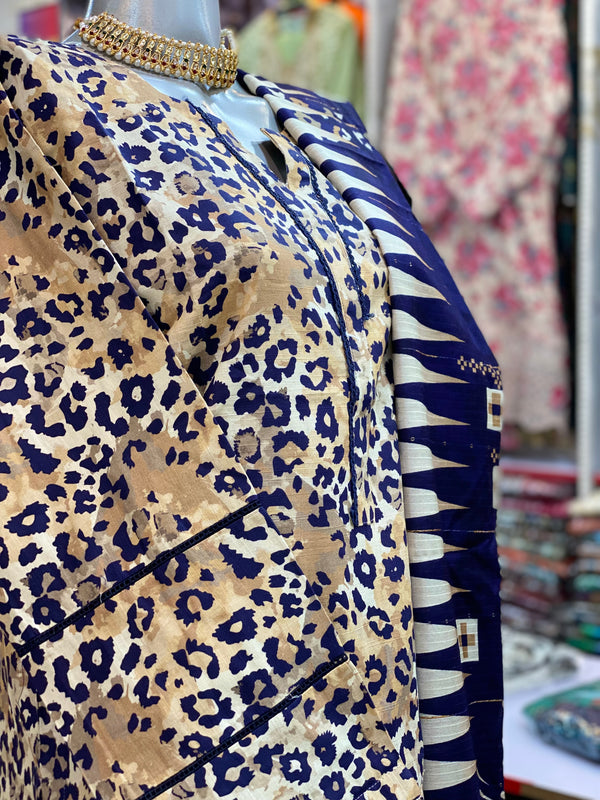 Bin Saeed 3Pc Stitched Khaddar Printed Suit with Sequin Dupatta – BSK-004