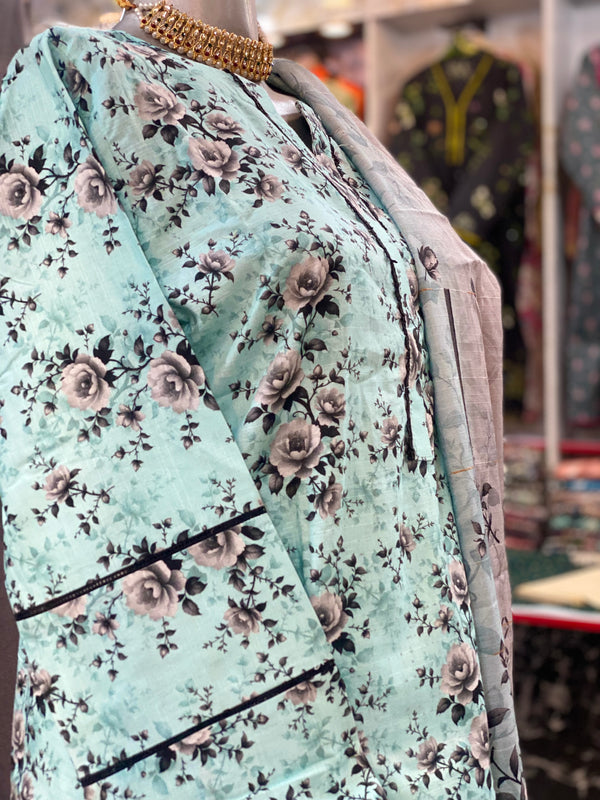 Bin Saeed 3Pc Stitched Khaddar Printed Suit with Sequin Dupatta – BSK-008