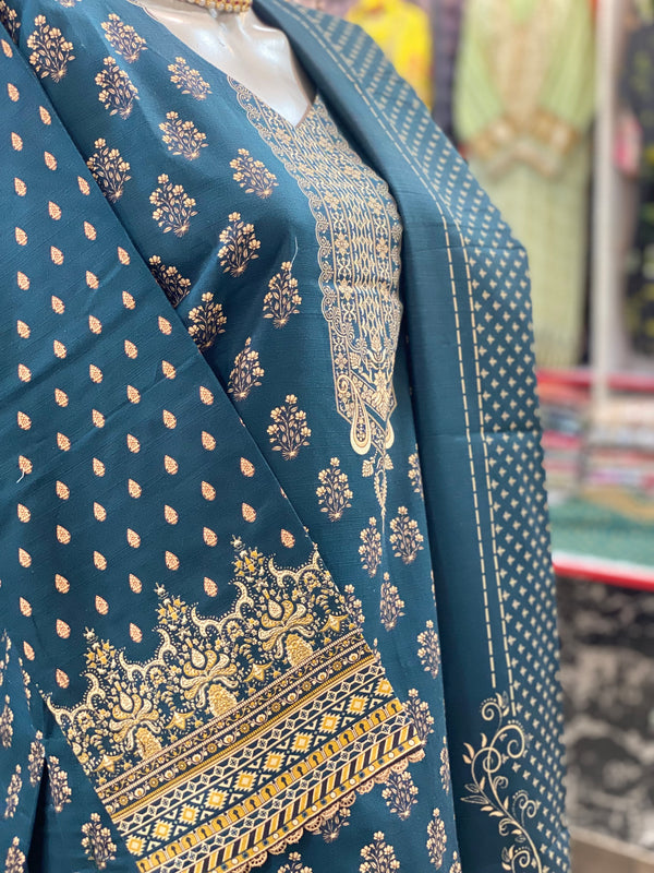 Bin Saeed 3Pc Stitched Khaddar Printed Suit – BSK-007
